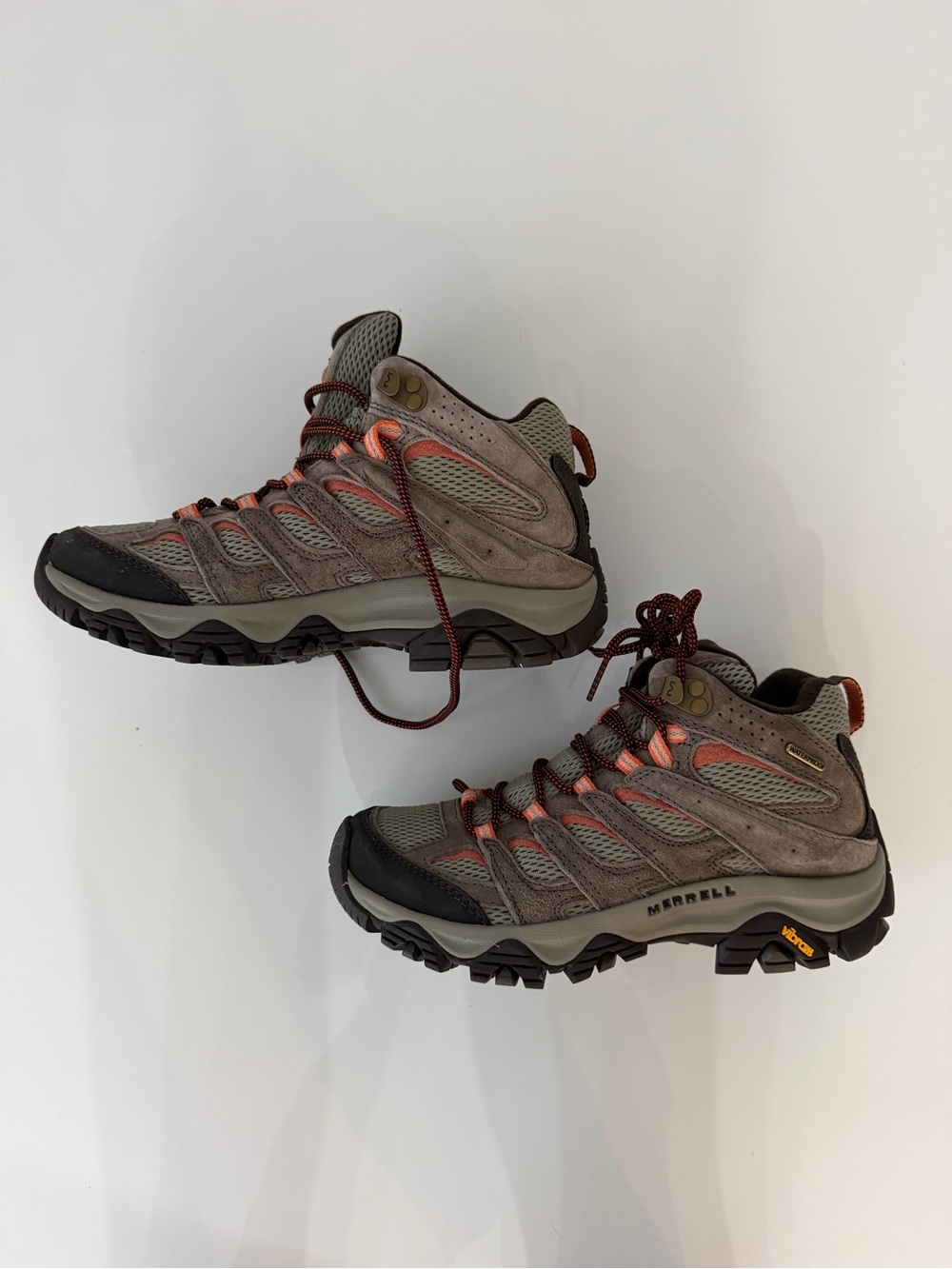 Merrell Gray Brown & Coral Hiking Ankle Boots